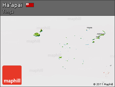 Physical Panoramic Map of Ha'apai, cropped outside