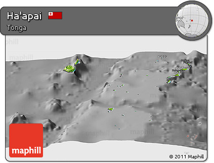 Physical Panoramic Map of Ha'apai, darken, desaturated