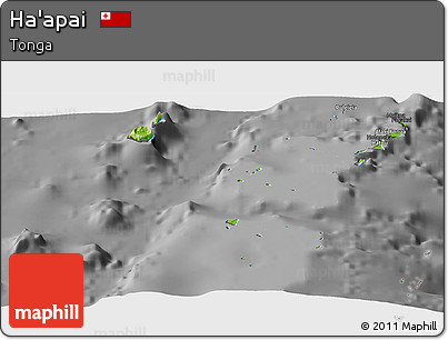 Physical Panoramic Map of Ha'apai, darken, desaturated