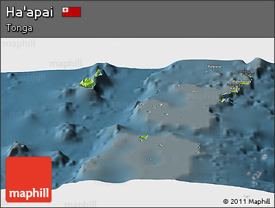 Physical Panoramic Map of Ha'apai, darken