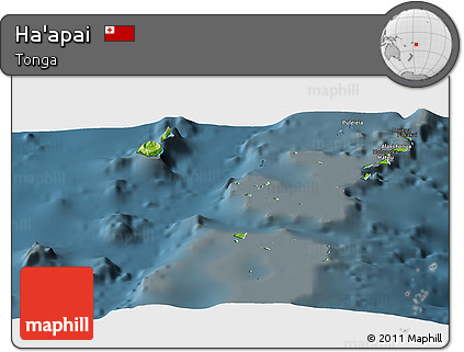 Physical Panoramic Map of Ha'apai, darken