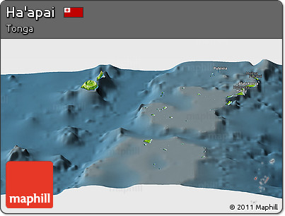 Physical Panoramic Map of Ha'apai, darken