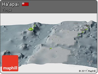 Physical Panoramic Map of Ha'apai, darken, semi-desaturated