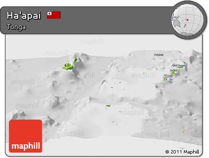 Physical Panoramic Map of Ha'apai, lighten, desaturated