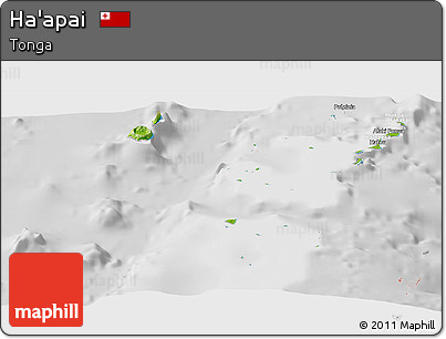 Physical Panoramic Map of Ha'apai, lighten, desaturated