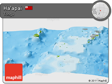 Physical Panoramic Map of Ha'apai, political outside