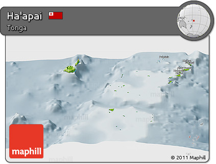 Physical Panoramic Map of Ha'apai, semi-desaturated