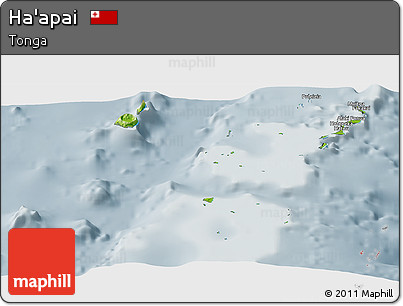Physical Panoramic Map of Ha'apai, semi-desaturated