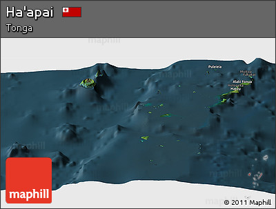 Satellite Panoramic Map of Ha'apai, darken