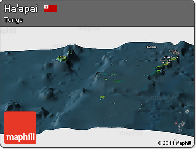 Satellite Panoramic Map of Ha'apai, darken