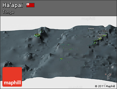 Satellite Panoramic Map of Ha'apai, darken, semi-desaturated