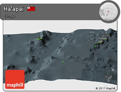 Satellite Panoramic Map of Ha'apai, darken, semi-desaturated