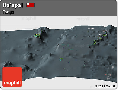 Satellite Panoramic Map of Ha'apai, darken, semi-desaturated