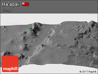 Satellite Panoramic Map of Ha'apai, desaturated