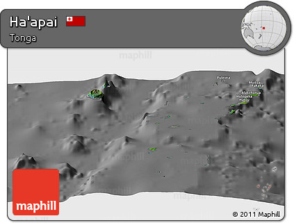 Satellite Panoramic Map of Ha'apai, desaturated
