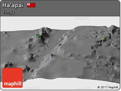 Satellite Panoramic Map of Ha'apai, desaturated