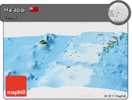 Satellite Panoramic Map of Ha'apai, physical outside