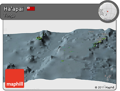 Satellite Panoramic Map of Ha'apai, semi-desaturated