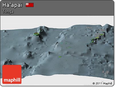 Satellite Panoramic Map of Ha'apai, semi-desaturated
