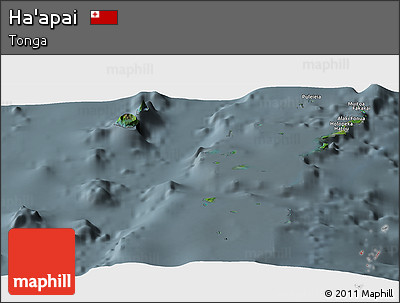 Satellite Panoramic Map of Ha'apai, semi-desaturated