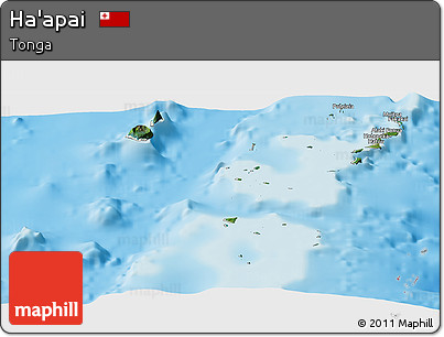 Satellite Panoramic Map of Ha'apai, shaded relief outside