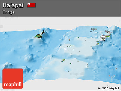 Satellite Panoramic Map of Ha'apai, shaded relief outside