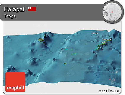Satellite Panoramic Map of Ha'apai, single color outside