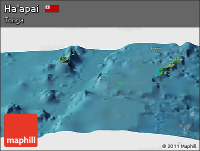 Satellite Panoramic Map of Ha'apai, single color outside