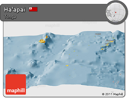 Savanna Style Panoramic Map of Ha'apai, single color outside