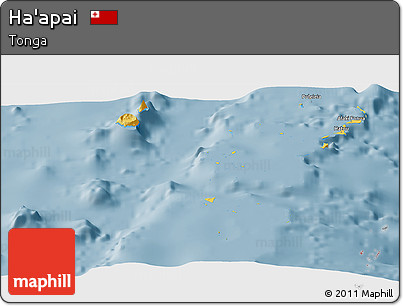 Savanna Style Panoramic Map of Ha'apai, single color outside