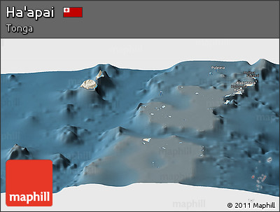 Shaded Relief Panoramic Map of Ha'apai, darken