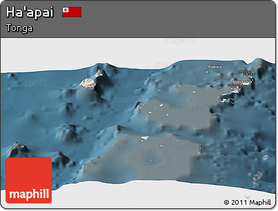 Shaded Relief Panoramic Map of Ha'apai, darken