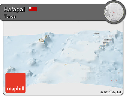 Shaded Relief Panoramic Map of Ha'apai, lighten