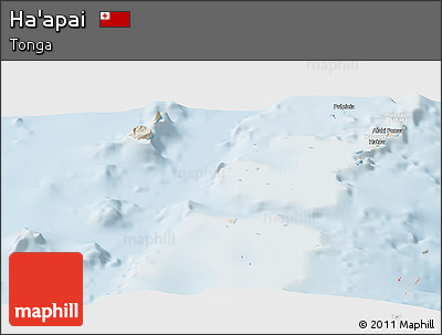 Shaded Relief Panoramic Map of Ha'apai, lighten