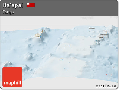 Shaded Relief Panoramic Map of Ha'apai, lighten