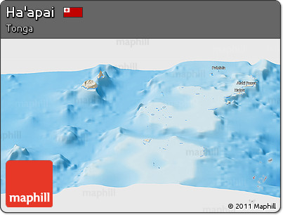 Shaded Relief Panoramic Map of Ha'apai, single color outside