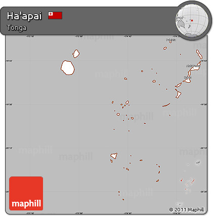 Gray Simple Map of Ha'apai, cropped outside