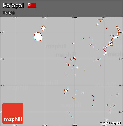 Gray Simple Map of Ha'apai, cropped outside
