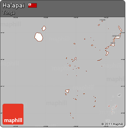 Gray Simple Map of Ha'apai, cropped outside