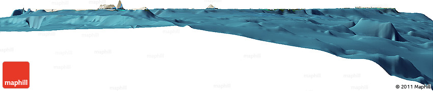 Shaded Relief Horizon Map of Tonga, single color outside, satellite sea