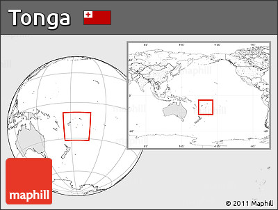 Blank Location Map of Tonga, highlighted continent, within the entire continent