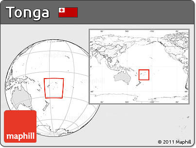 Blank Location Map of Tonga, highlighted continent, within the entire continent