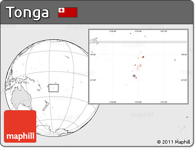 Blank Location Map of Tonga, highlighted continent