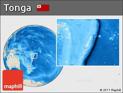 Blank Location Map of Tonga, shaded relief outside