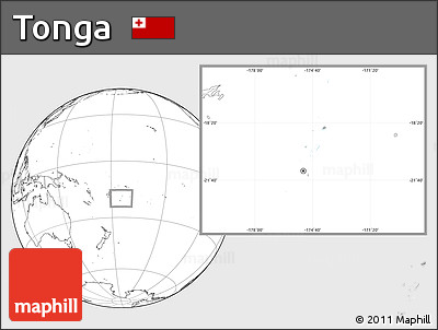 Gray Location Map of Tonga, blank outside