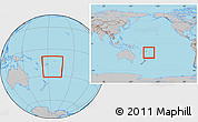 Gray Location Map of Tonga, within the entire continent