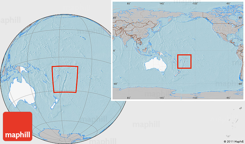 Gray Location Map of Tonga, highlighted continent, within the entire