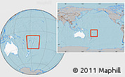 Gray Location Map of Tonga, highlighted continent, within the entire continent, hill shading