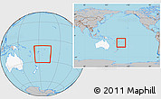 Gray Location Map of Tonga, highlighted continent, within the entire continent