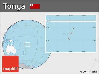 Gray Location Map of Tonga, highlighted continent